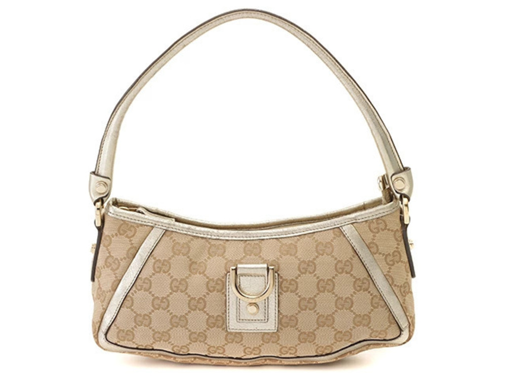 Gucci Abbey GG Canvas Hobo Bag Leather Beige Cream